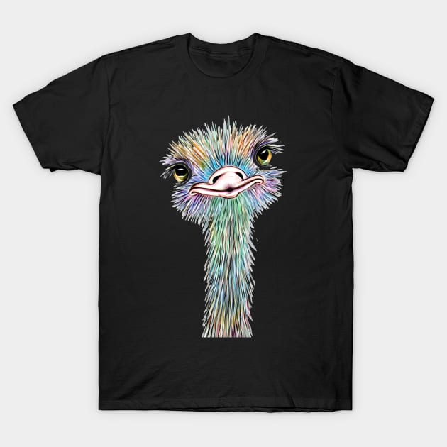 Goofy Colorful Ostrich For Ostrich Lovers T-Shirt by xena